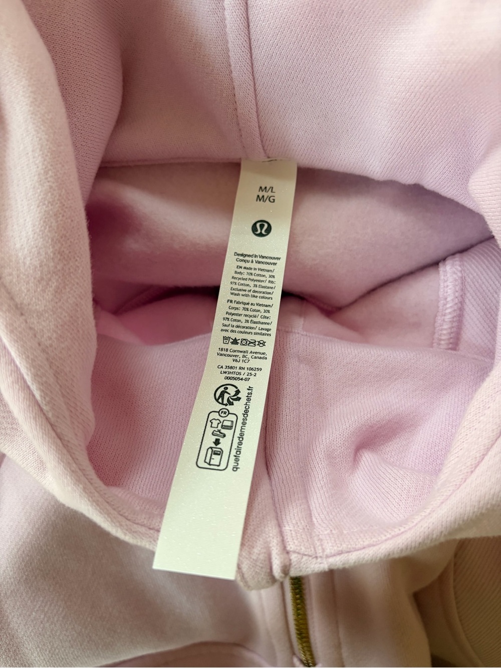lululemon athletica Light Pink Half-Zip Hoodie with Gold Zipper - Picture 8 of 9